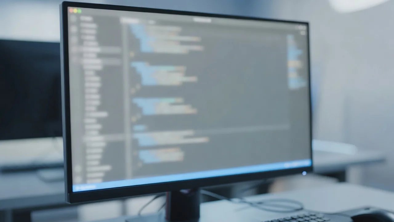 Monitor exibindo painel de configurações de um editor de código